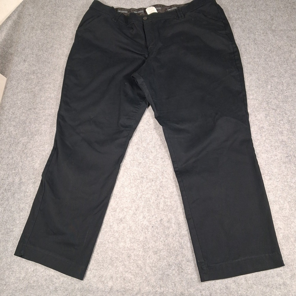Lee Comfort Stretch Waistband Pants Womens 24W Black Straight Leg Chino 4854601